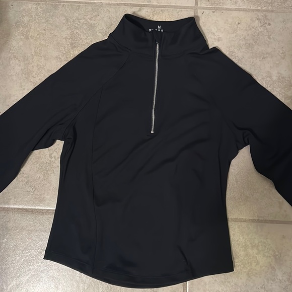 colorskin Women's Cropped Athletic Jackets Half Zip Pullover Long Sleevle. Black - Picture 1 of 5